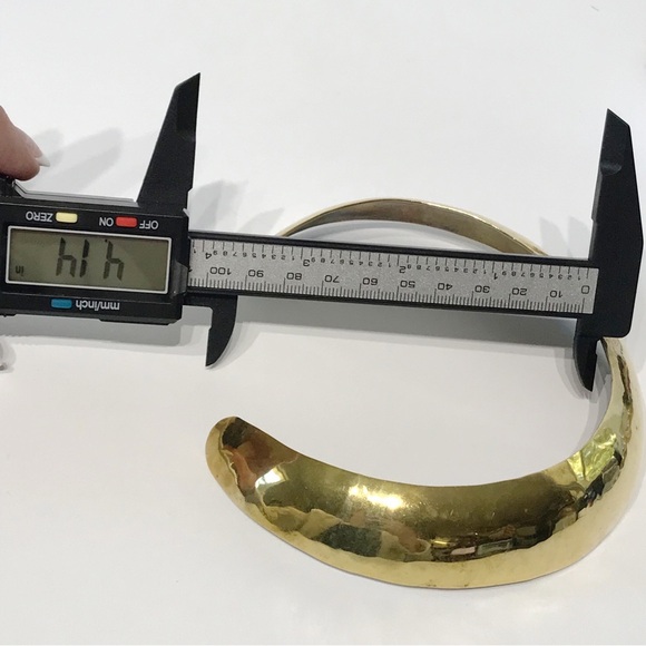 Vintage Mexico Signed Solid Brass Domed Torque Choker Necklace Tribal Modernist - Picture 11 of 11